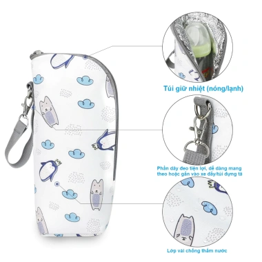 Túi ủ bình sữa 3 lớp giữ nhiệt, chống thấm – phù hợp Avent, Dr Browns, Moy, 72.280₫ 2