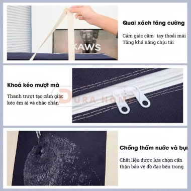 Túi Vải 110L Chống Nước DURAHOME - Đựng Quần Áo Cỡ Lớn, Quai Xách Chịu Tải Cao