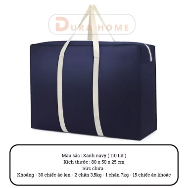 Túi Vải 110L Chống Nước DURAHOME - Đựng Quần Áo Cỡ Lớn, Quai Xách Chịu Tải Cao