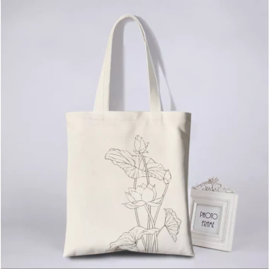 Túi vải canvas họa tiết hoa đơn giản phù hợp vẽ và tô màu, giá ưu đãi 28.500₫ 2
