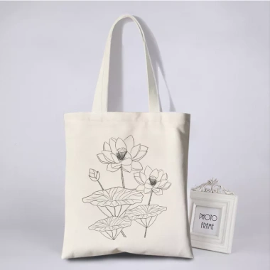 Túi vải canvas họa tiết hoa đơn giản phù hợp vẽ và tô màu, giá ưu đãi 28.500₫ 3