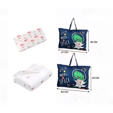 Túi vải chống thấm bé - đựng chăn gối đi học, du lịch, mẫu hoạt hình, tặng thẻ tên