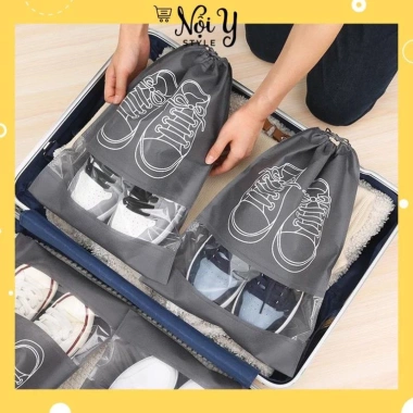 Túi vải đựng giày dép dây rút chống bẩn du lịch size lớn, họa tiết đẹp mắt Tg3