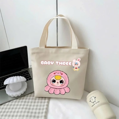 Túi vải đựng hộp cơm, mỹ phẩm in hình Labubu, Capy Bara, 3 con gấu hottrend - 49.000đ