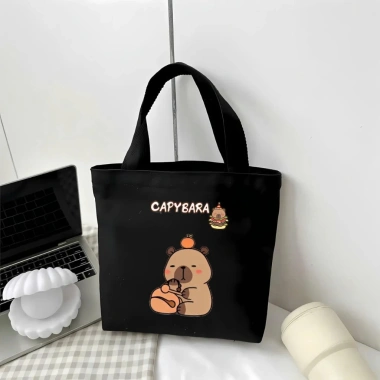 Túi vải đựng hộp cơm, mỹ phẩm in hình Labubu, Capy Bara, 3 con gấu hottrend - 49.000đ