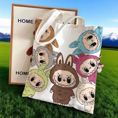Túi vải Labubububububububu Tote sinh viên đa năng, đựng sách, học phí, một vai - giảm giá 22%