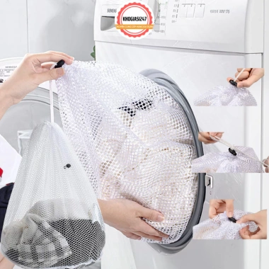 Túi Vải Lưới Giặt Quần Áo Dây Rút, Sợi Dày Đặc Đường May Tỉ Mỉ, 21.357₫