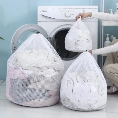 Túi Vải Lưới Giặt Quần Áo Dây Rút, Sợi Dày Đặc Đường May Tỉ Mỉ, 21.357₫