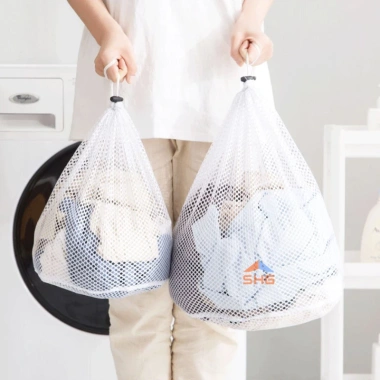 Túi Vải Lưới Giặt Quần Áo Dây Rút, Sợi Dày Đặc Đường May Tỉ Mỉ, 21.357₫