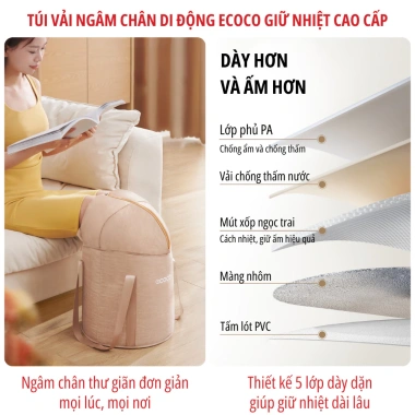 Túi vải ngâm chân di động ECOCO giữ nhiệt, gấp gọn kèm túi thảo dược 185.000₫