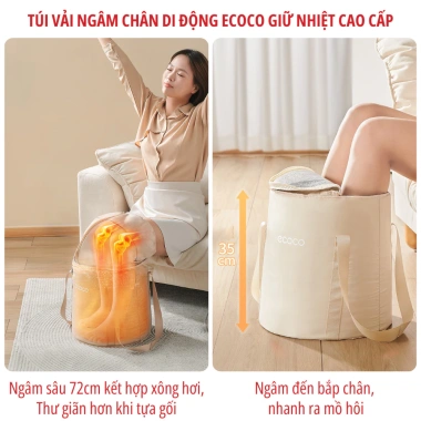 Túi vải ngâm chân di động ECOCO giữ nhiệt, gấp gọn kèm túi thảo dược 185.000₫