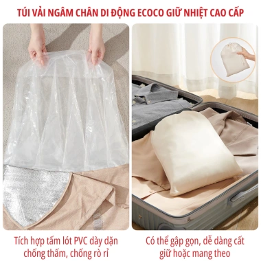 Túi vải ngâm chân di động ECOCO giữ nhiệt, gấp gọn kèm túi thảo dược 185.000₫