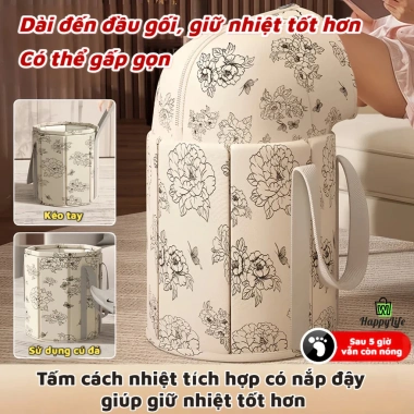 Túi vải ngâm chân di động giữ nhiệt, xô gấp gọn kèm túi thảo dược – 115.700₫