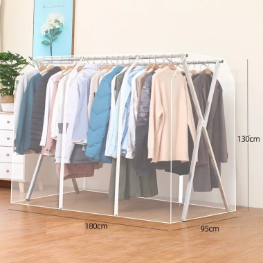 Túi vải nhựa dẻo dày phủ khung X bảo quản quần áo, chống bụi, thấm nước, khóa kéo 5
