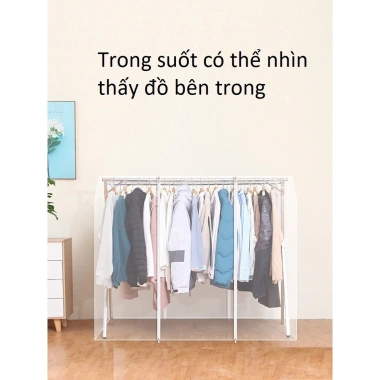 Túi vải nhựa dẻo dày phủ khung X bảo quản quần áo, chống bụi, thấm nước, khóa kéo 8