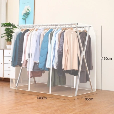 Túi vải nhựa dẻo dày phủ khung X bảo quản quần áo, chống bụi, thấm nước, khóa kéo 10