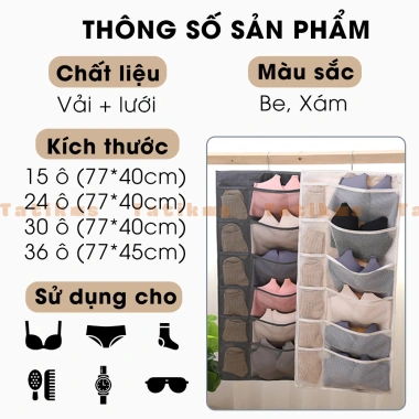Túi Vải Treo Đồ Lót Uchuu 2 Mặt Nhiều Ngăn - Treo Tường & Tủ, Giá chỉ 35.000 VND 3