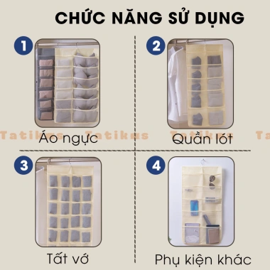 Túi Vải Treo Đồ Lót Uchuu 2 Mặt Nhiều Ngăn - Treo Tường & Tủ, Giá chỉ 35.000 VND 6