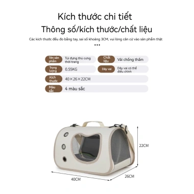 Túi Vận Chuyển Moorpet 3.402 - Cửa Hông Chống Nước, Địu Mèo Thoáng Khí 119k