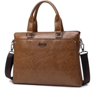 Túi xách cặp da JEEP BULUO 38x28x6cm laptop công sở – Free ship, giảm 18% – Nâu, Đen
