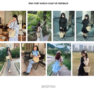 Túi xách cối đan rơm dây da thêu bướm retro Hàn – Mùa hè đi biển, làm, chơi, chỉ 89.000 VND