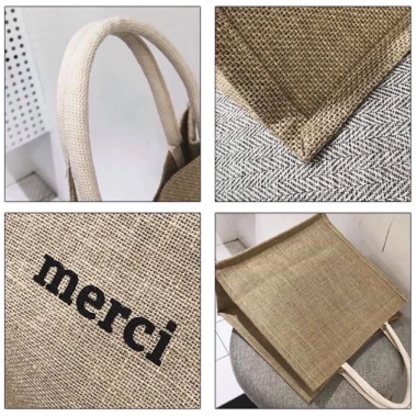 Túi Xách Cói Merci Vintage Phong Cách Hàn Quốc - Nhẹ Gọn, Siêu Hot, Thời Trang Đi Biển Dạo Phố Giá 39.900 VND 4