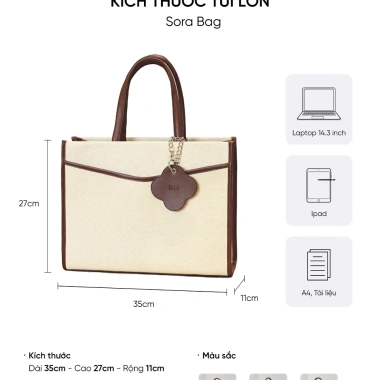 Túi xách công sở LIMI 3 màu – Tote da size to, ngăn laptop 14inch, vừa A4, đi làm học (SORA) – 336.300 VND 3