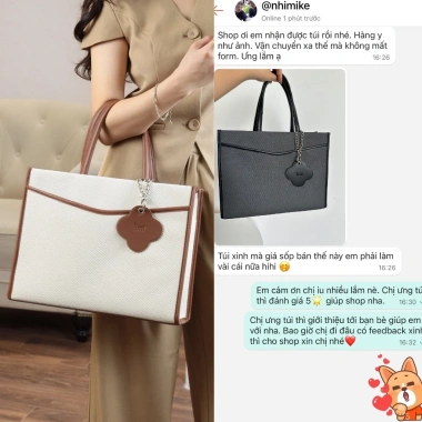 Túi xách công sở LIMI 3 màu – Tote da size to, ngăn laptop 14inch, vừa A4, đi làm học (SORA) – 336.300 VND 8