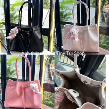 Túi xách công sở tote 35cm basic, kèm gấu xinh, đeo vai thoải mái, chỉ 180k