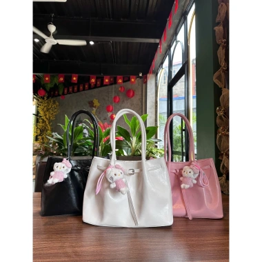 Túi xách công sở tote 35cm basic, kèm gấu xinh, đeo vai thoải mái, chỉ 180k
