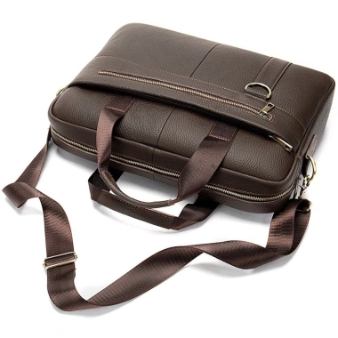 Túi xách da bò T39 38.5x28x7cm - Đựng laptop, bảo hành 12 tháng, free ship, Nâu 1.9tr