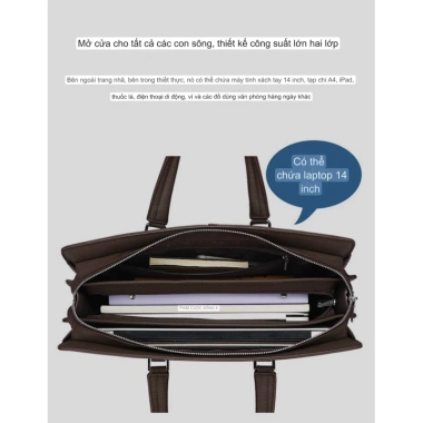 Túi Xách Da Công Sở SanLeather S9.066 - Cặp Da Laptop, Bảo Vệ 15.6 inch, Chỉ 870.400đ
