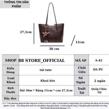 Túi xách da PU nữ công sở đeo vai tote 36cm dung tích lớn vừa A4 - Giá 145.555₫ 6