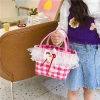 Túi Xách Đan Lưới Cầm Tay Đi Biển Picnic và Đi Chơi Đa Màu Rực Rỡ Kèm Charm Cute 3