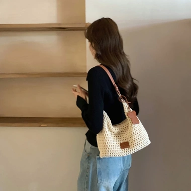 Túi xách đeo vai đeo chéo sợi đan mềm HALABAG - Lót khóa, giỏ xách tay, thanh lịch mùa hè 2.025 Tx11