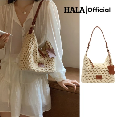 Túi xách đeo vai đeo chéo sợi đan mềm HALABAG - Lót khóa, giỏ xách tay, thanh lịch mùa hè 2.025 Tx11