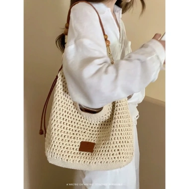Túi xách đeo vai đeo chéo sợi đan mềm HALABAG - Lót khóa, giỏ xách tay, thanh lịch mùa hè 2.025 Tx11