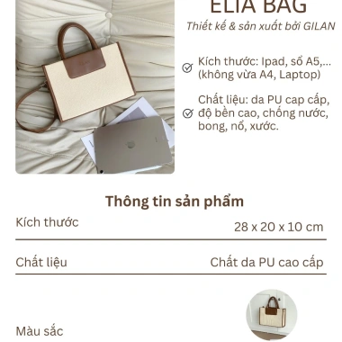 Túi xách đeo vai nữ GILAN Elia bag size vừa iPad, sổ A5 - Giá ưu đãi 379k