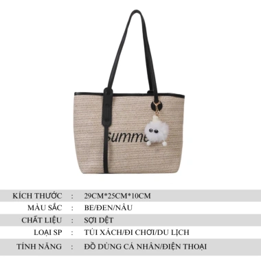 Túi xách đi biển họa tiết Summer nữ phong cách Hàn Quốc tote lớn H273 giá 129k 9