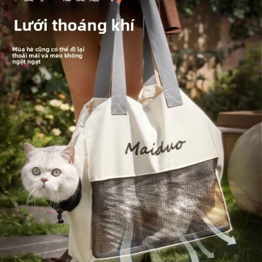 Túi Xách Di Động Cho Mèo - Ba Lô Đeo Vai Chéo Tiện Lợi, Dùng Được Mọi Nơi 2