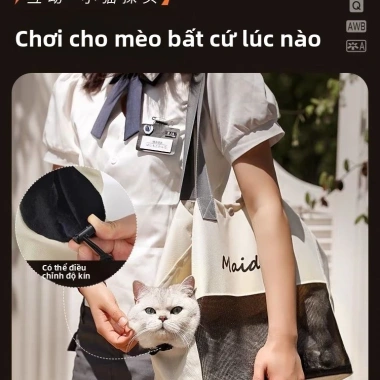 Túi Xách Di Động Cho Mèo - Ba Lô Đeo Vai Chéo Tiện Lợi, Dùng Được Mọi Nơi 3