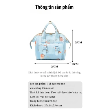 Túi xách kiêm balo bỉm sữa cho mẹ và bé, nhiều ngăn tiện dụng, giá 316.700 VND 7