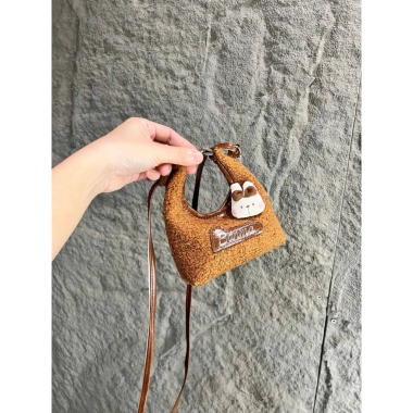 Túi Xách Lông Xù Thỏ Nơ Siêu Cute - Đeo Chéo Bông Mềm 59k (Nâu/Be/Hồng/Trắng)