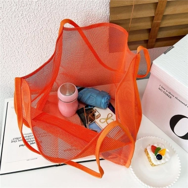 Túi xách lưới xuyên thấu cỡ lớn đeo vai thời trang cho chuyến đi biển du lịch 5