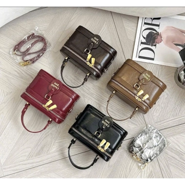 Túi xách nữ Báo Store - Túi cốp vuông da 2 khóa sang chảnh đi làm dự tiệc - 78.000đ