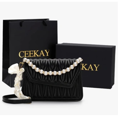 Túi xách nữ CEEKAY full hộp chuỗi hạt ngọc trai sang trọng - Quà tặng mẹ vợ