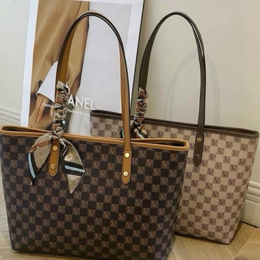 Túi xách nữ công sở A4, tote kẻ ô và khăn 2 màu, vừa laptop 2.024 DUYÊN CƯỜNG 25k 6