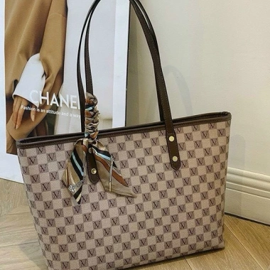 Túi xách nữ công sở A4, tote kẻ ô và khăn 2 màu, vừa laptop 2.024 DUYÊN CƯỜNG 25k 8