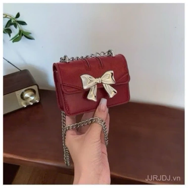 Túi Xách Nữ Da Bóng Đính Nơ Size 14 Quai Xích - Giá ưu đãi 109.650₫, phù hợp đi tiệc, cafe, Tết 10