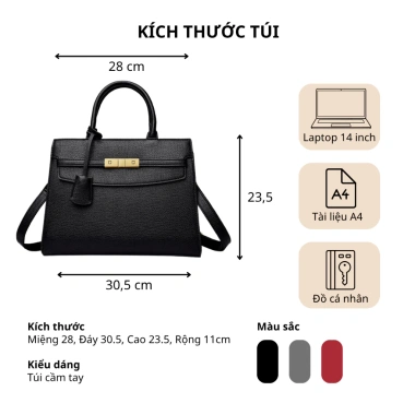 Túi Xách Nữ Da Cứng Vân Hạt Cao Cấp - Phong Cách Sang Chảnh, Giá 479.000₫ 2
